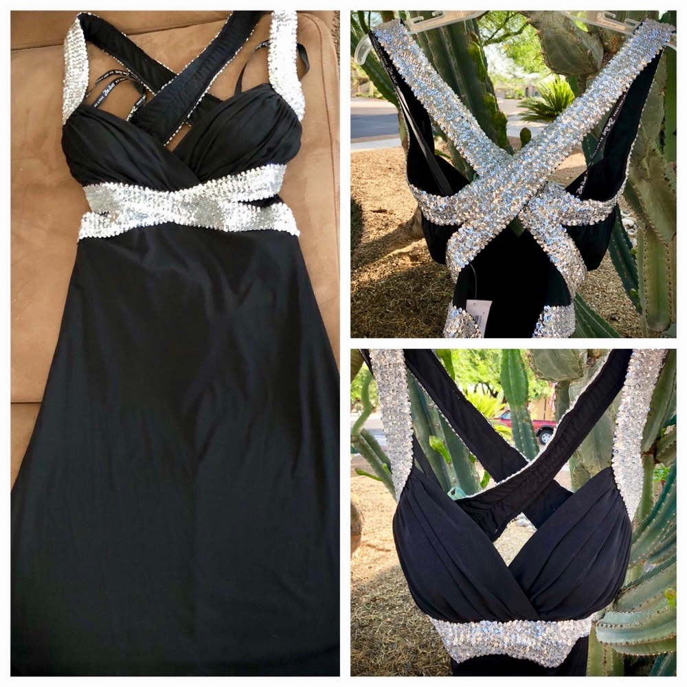 Semi formal black and sequin dress